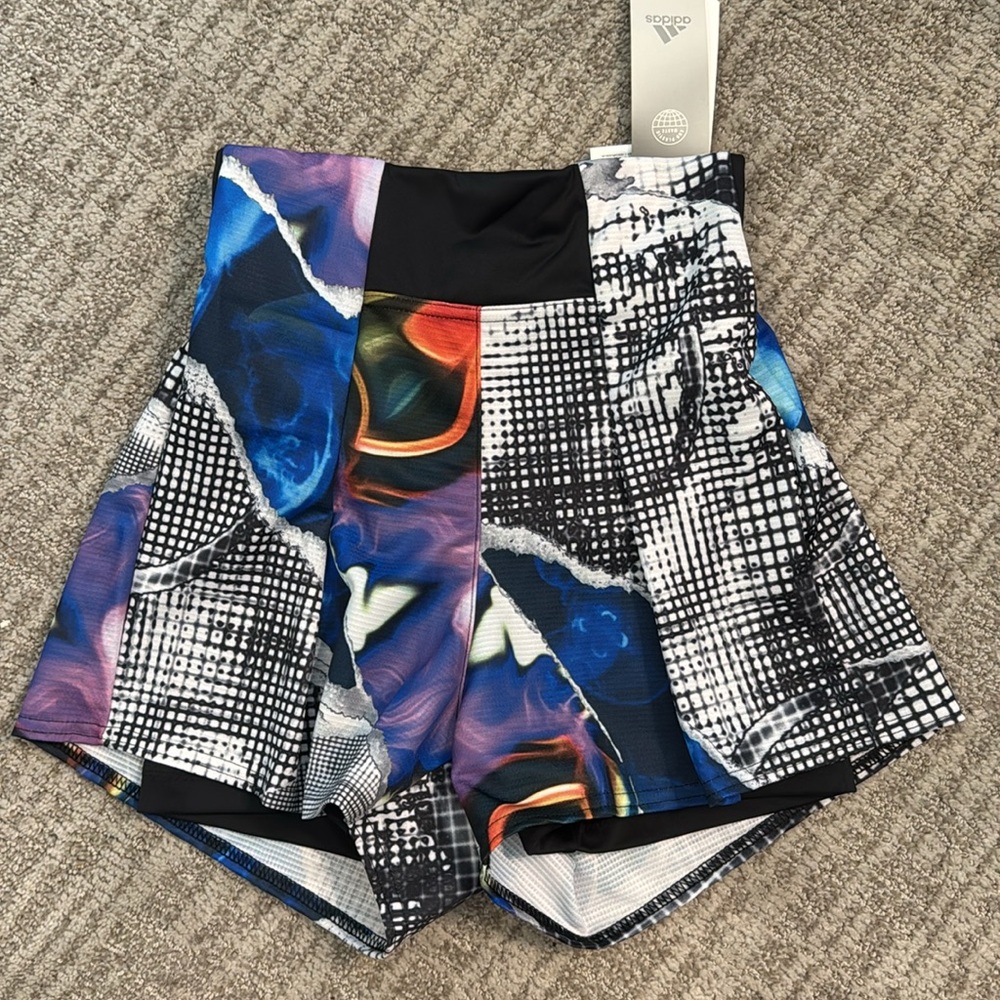 NEW Adidas XS Women's Tennis Us Series Printed Shorts, Black blue athletic NWT - Picture 4 of 12